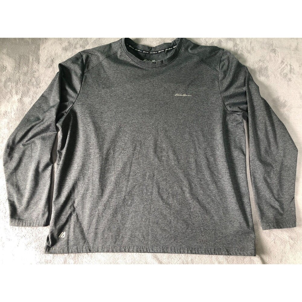 Eddie Bauer Motion Freedry Shirt Mens Size XXL Heather Gray Fleece Long Sleeve